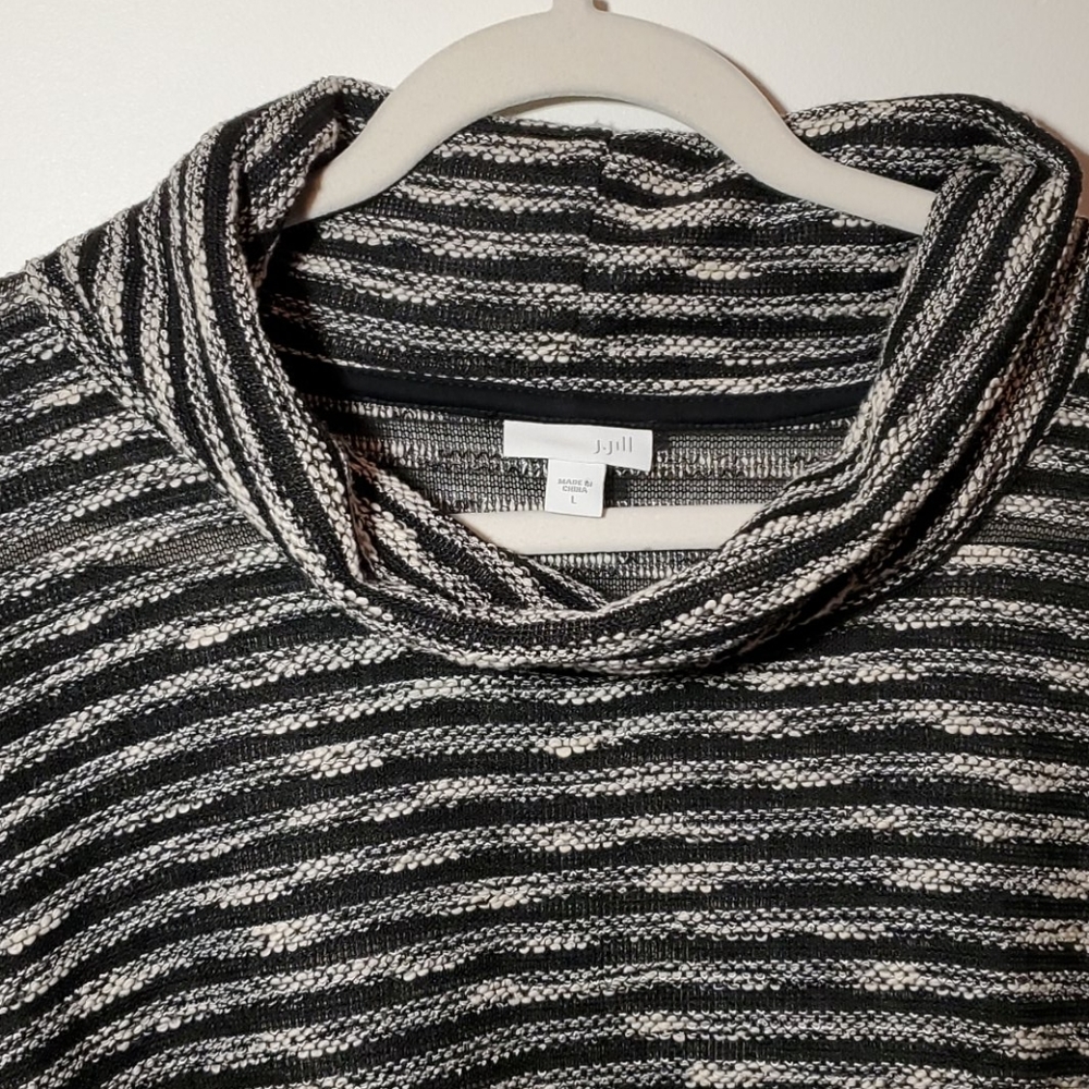 J. Jill Black & White Cowl Neck Tunic Sweater - Picture 3 of 9